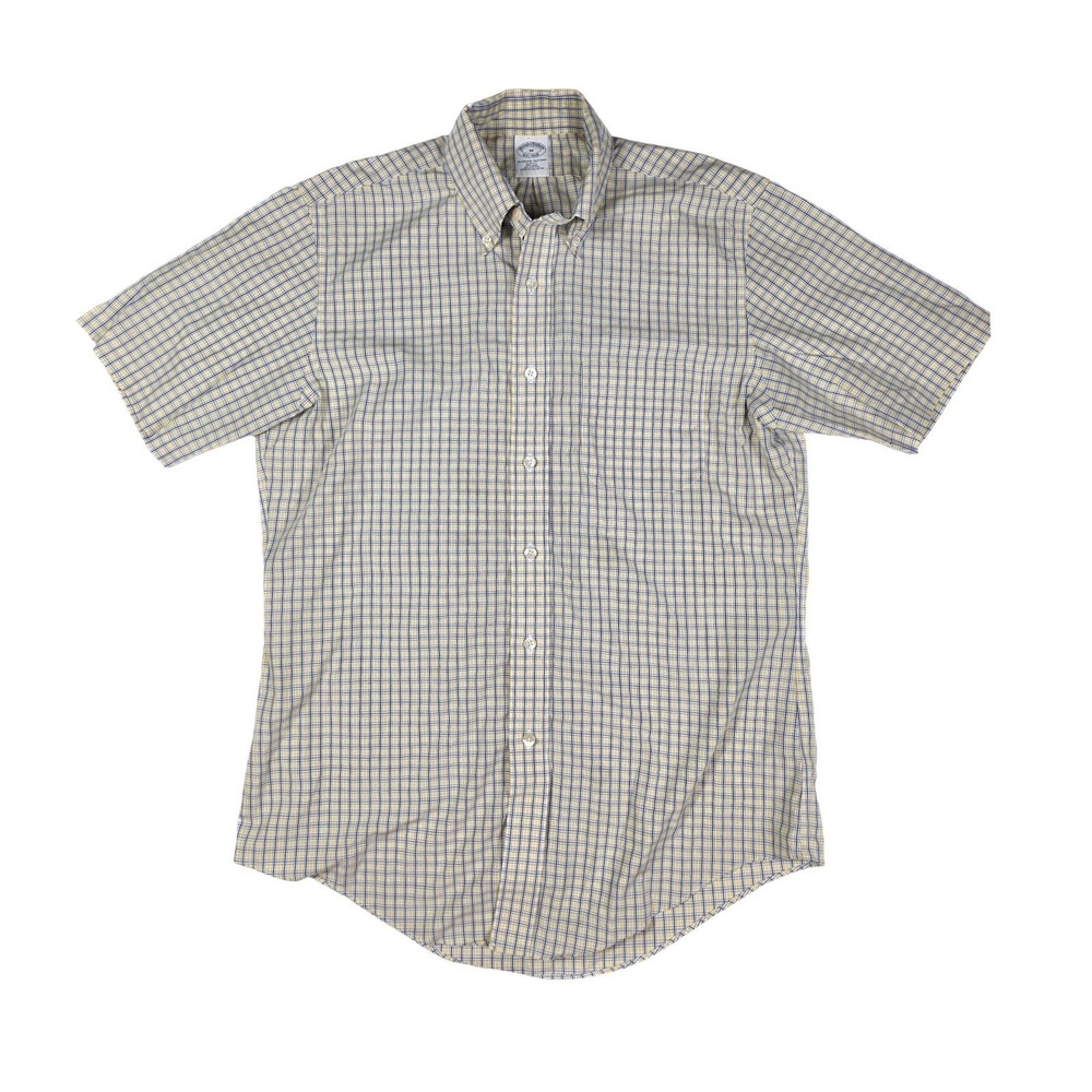Brooks Brothers 1818 Slim Fit Yellow Blue Plaid Button Down Shirt Men's Size M